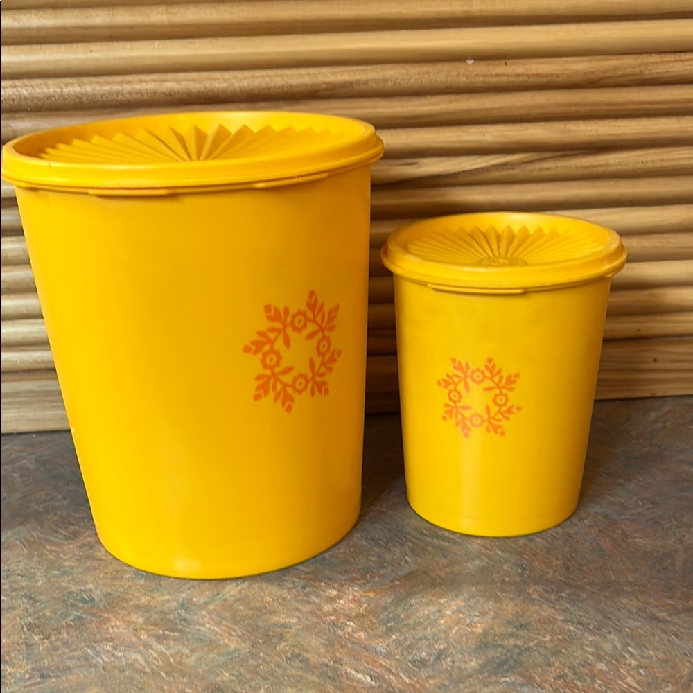 Tupperware Yellow Orange Canister Set